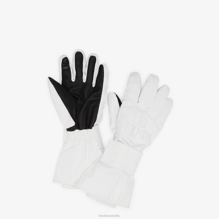Men Accessories Fendi HP0B2195 Tech Fabric Gloves White