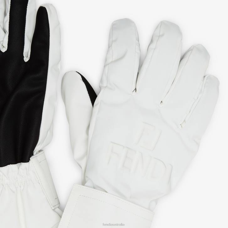 Men Accessories Fendi HP0B2195 Tech Fabric Gloves White