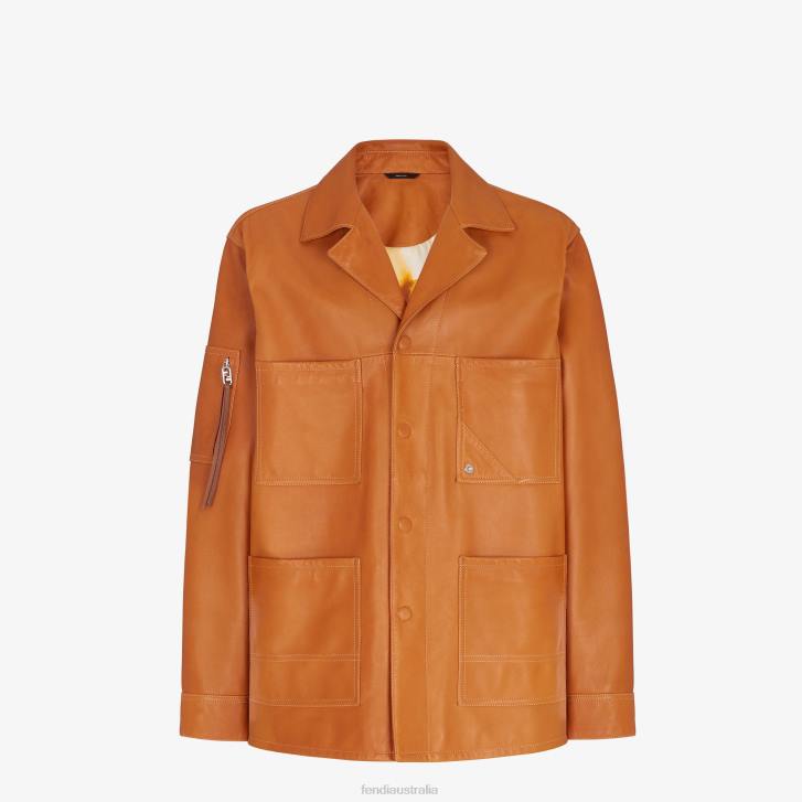 Men Apparel Fendi HP0B2064 Leather Jacket Brown
