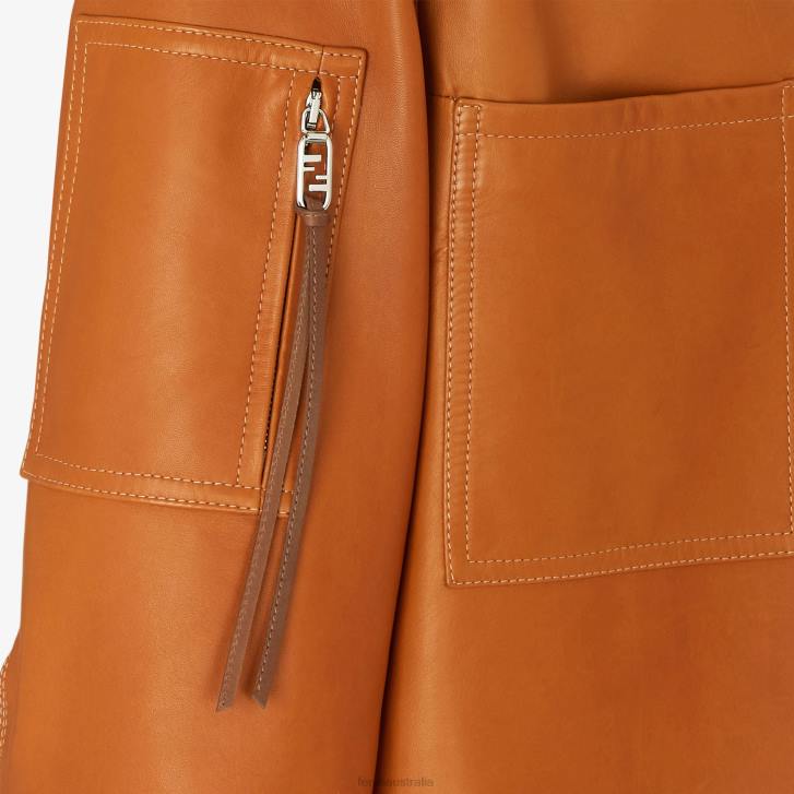 Men Apparel Fendi HP0B2064 Leather Jacket Brown