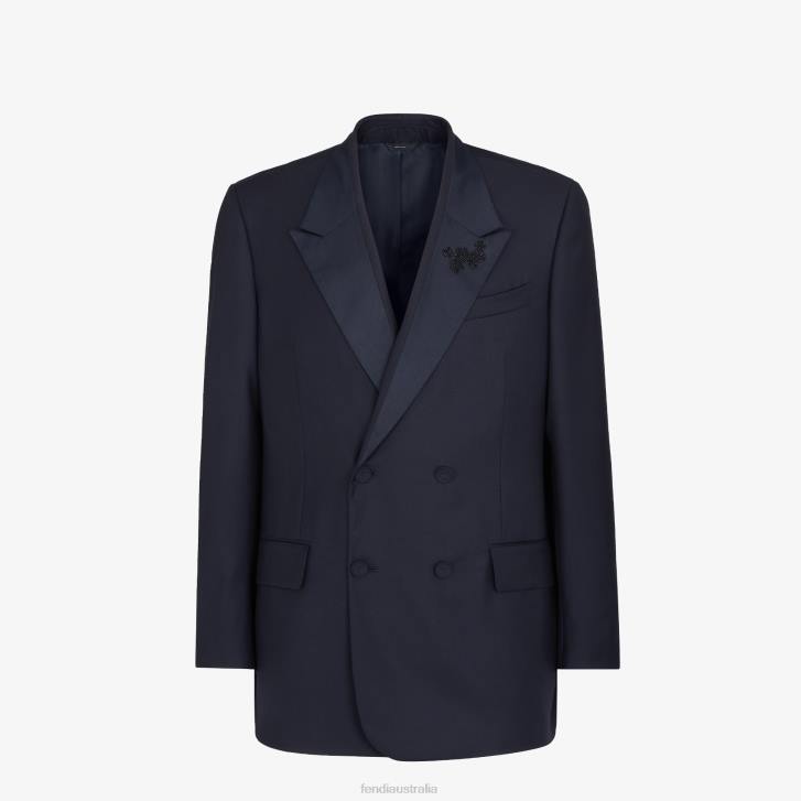 Men Apparel Fendi HP0B2071 Wool Blazer Blue