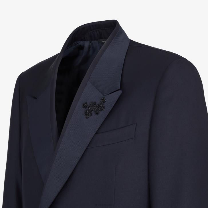 Men Apparel Fendi HP0B2071 Wool Blazer Blue