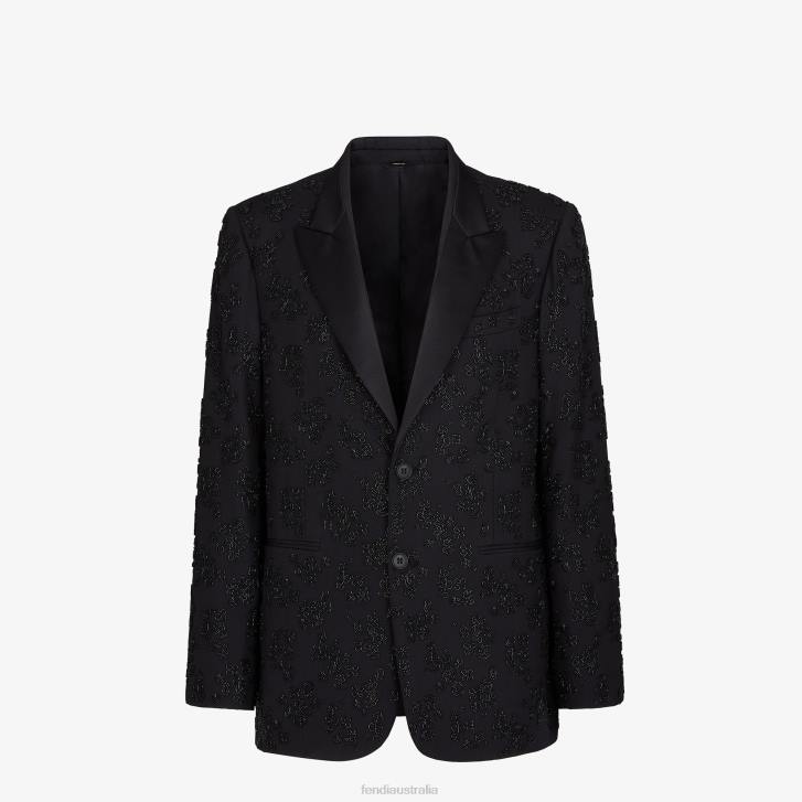 Men Apparel Fendi HP0B2082 Wool And Silk Blazer Black