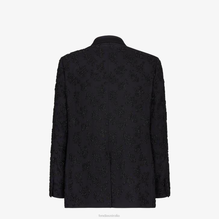 Men Apparel Fendi HP0B2082 Wool And Silk Blazer Black