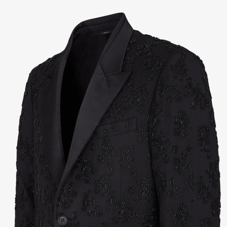 Men Apparel Fendi HP0B2082 Wool And Silk Blazer Black