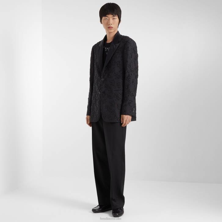 Men Apparel Fendi HP0B2082 Wool And Silk Blazer Black
