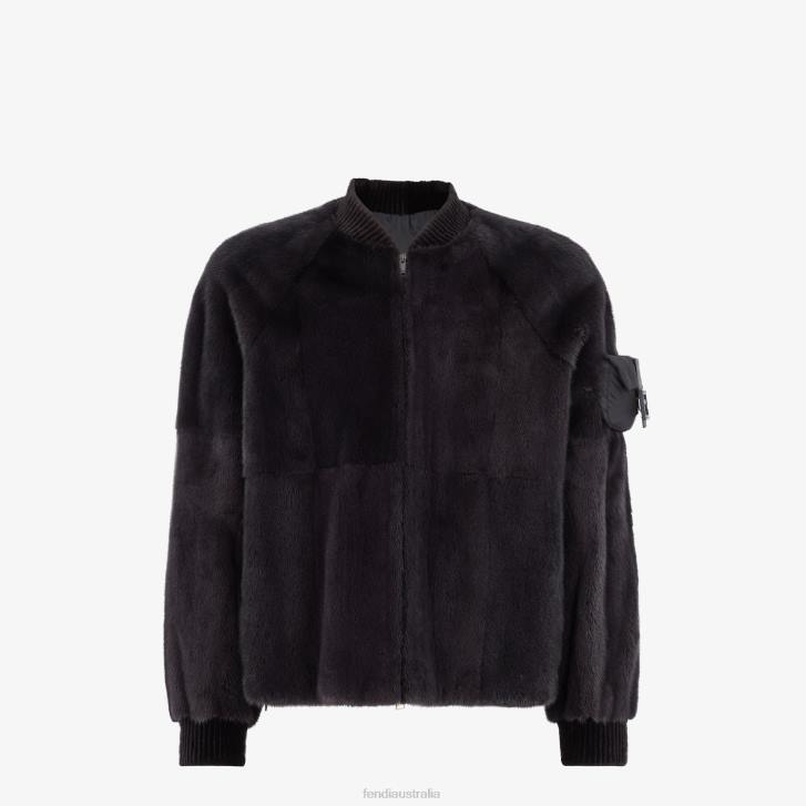 Men Apparel Fendi HP0B2100 Mink Bomber Black