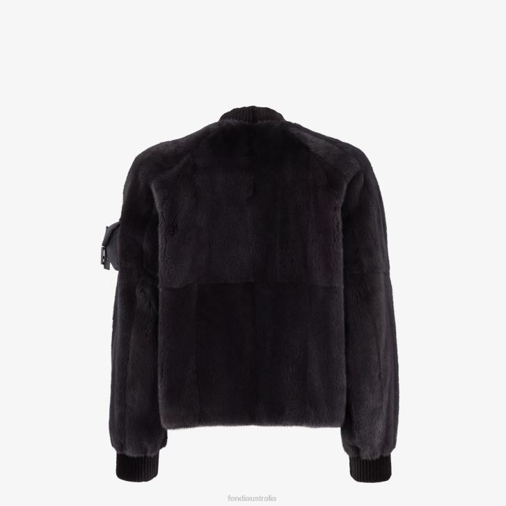 Men Apparel Fendi HP0B2100 Mink Bomber Black