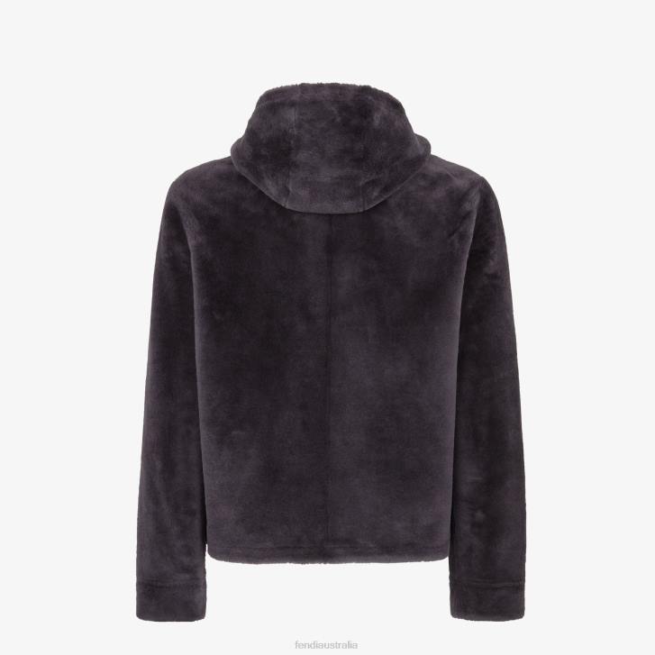 Men Apparel Fendi HP0B2114 Shearling Jacket Gray