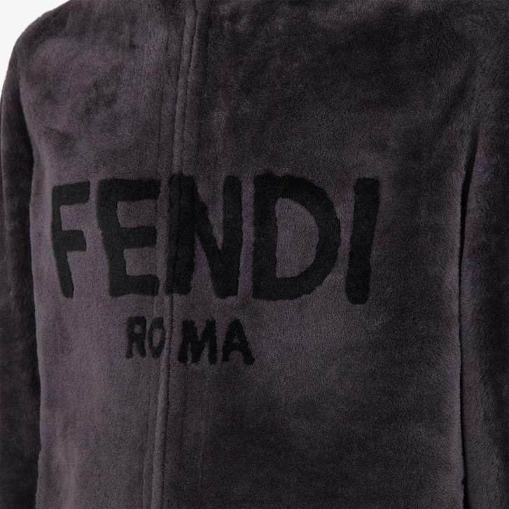Men Apparel Fendi HP0B2114 Shearling Jacket Gray