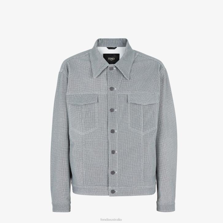 Men Apparel Fendi HP0B2125 Denim Jacket Gray - Click Image to Close