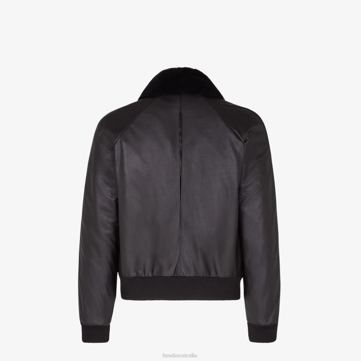 Men Apparel Fendi HP0B2197 Leather Jacket Black