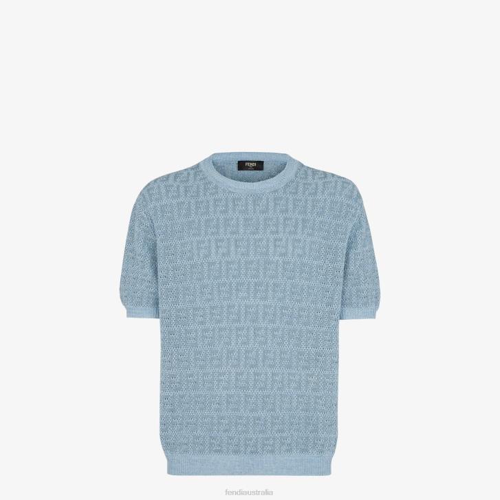 Men Apparel Fendi HP0B1909 Linen, Cotton And Silk Jumper Light blue