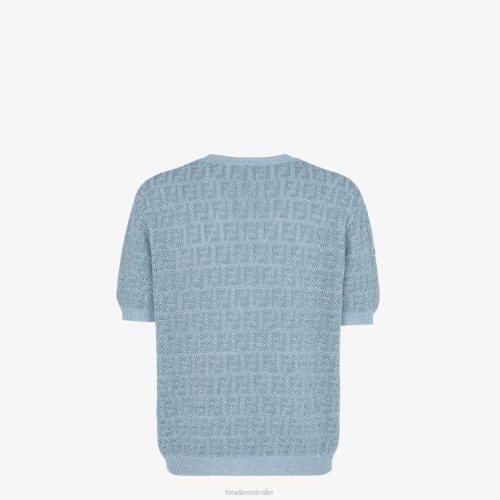 Men Apparel Fendi HP0B1909 Linen, Cotton And Silk Jumper Light blue