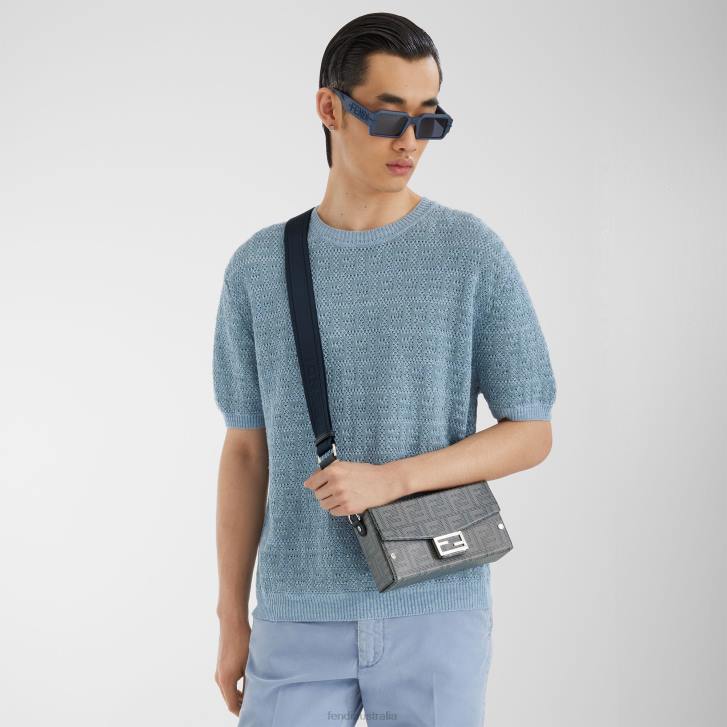 Men Apparel Fendi HP0B1909 Linen, Cotton And Silk Jumper Light blue