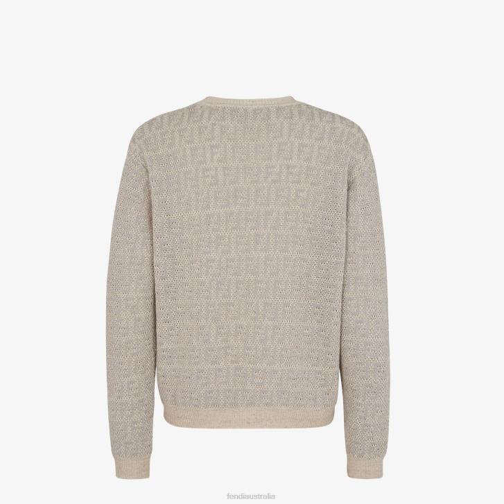 Men Apparel Fendi HP0B1932 Linen, Cotton And Silk Sweater Gray
