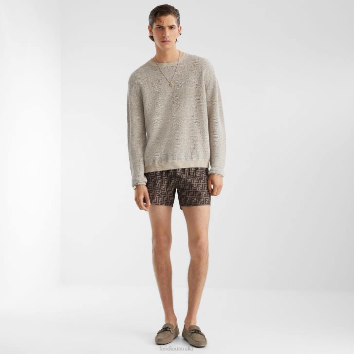 Men Apparel Fendi HP0B1932 Linen, Cotton And Silk Sweater Gray