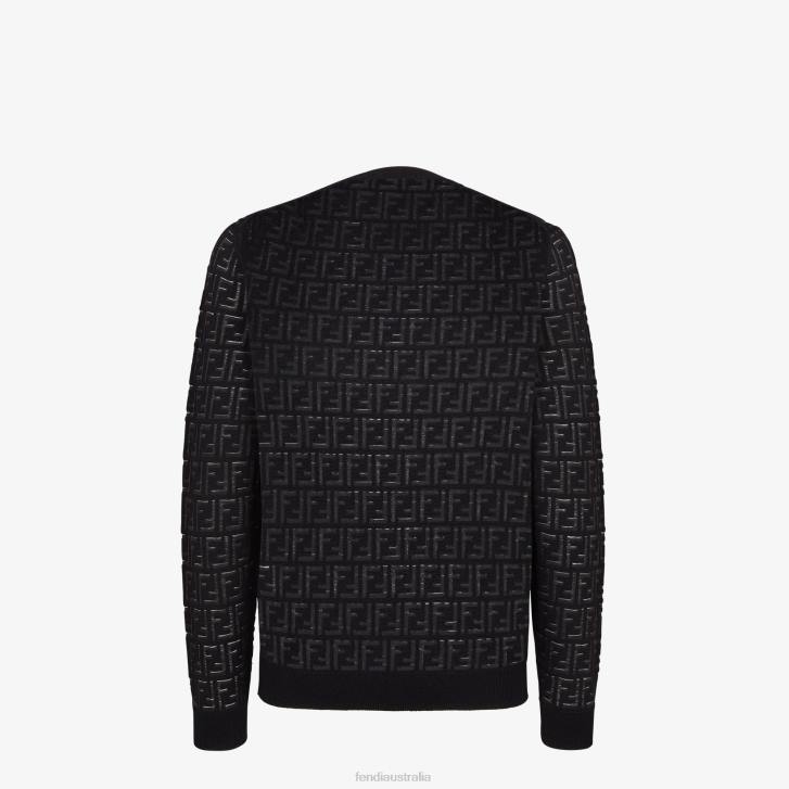 Men Apparel Fendi HP0B2092 Sweater In Nylon And Wool Black