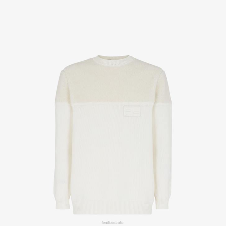 Men Apparel Fendi HP0B2095 Silk And Wool Sweater White