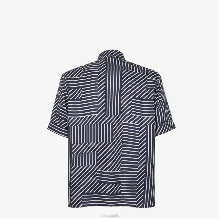 Men Apparel Fendi HP0B1919 Silk Shirt Blue