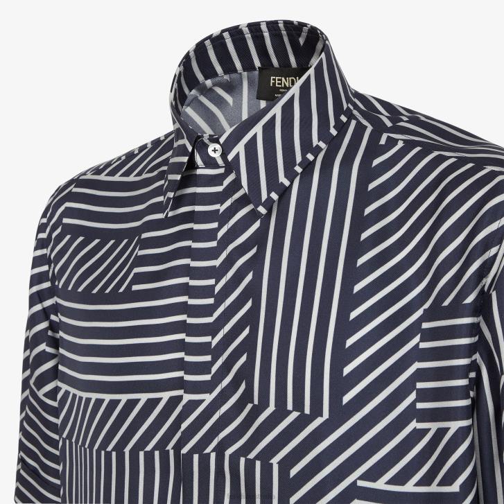 Men Apparel Fendi HP0B1919 Silk Shirt Blue