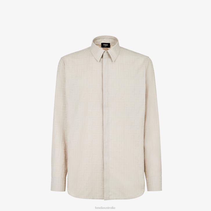 Men Apparel Fendi HP0B1933 Cotton And Viscose Shirt Beige