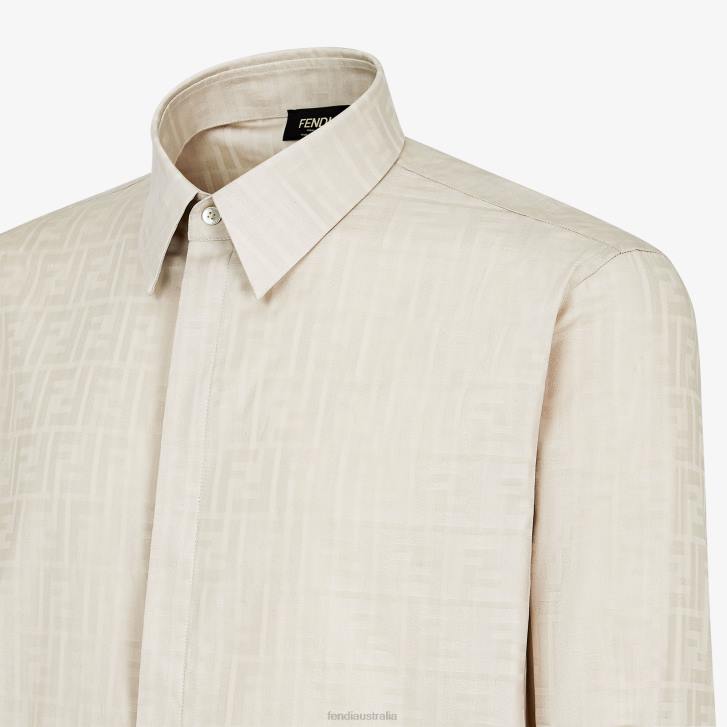 Men Apparel Fendi HP0B1933 Cotton And Viscose Shirt Beige