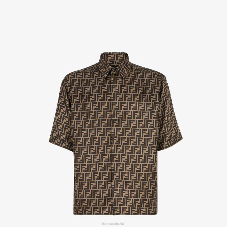 Men Apparel Fendi HP0B1934 Silk Shirt Brown