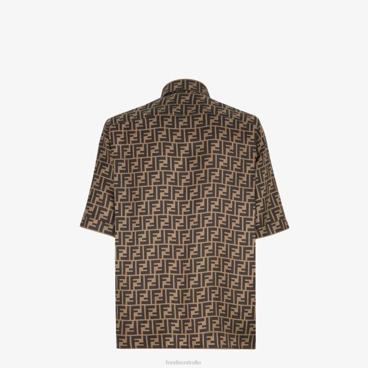 Men Apparel Fendi HP0B1934 Silk Shirt Brown