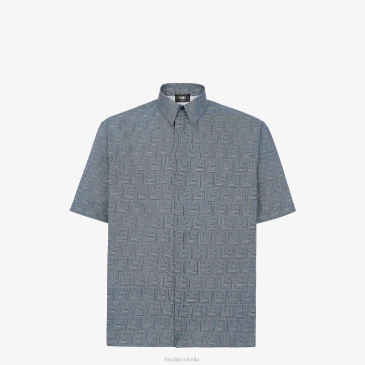 Men Apparel Fendi HP0B1978 Cotton Shirt Blue