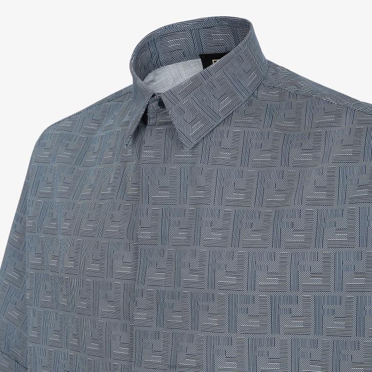 Men Apparel Fendi HP0B1978 Cotton Shirt Blue
