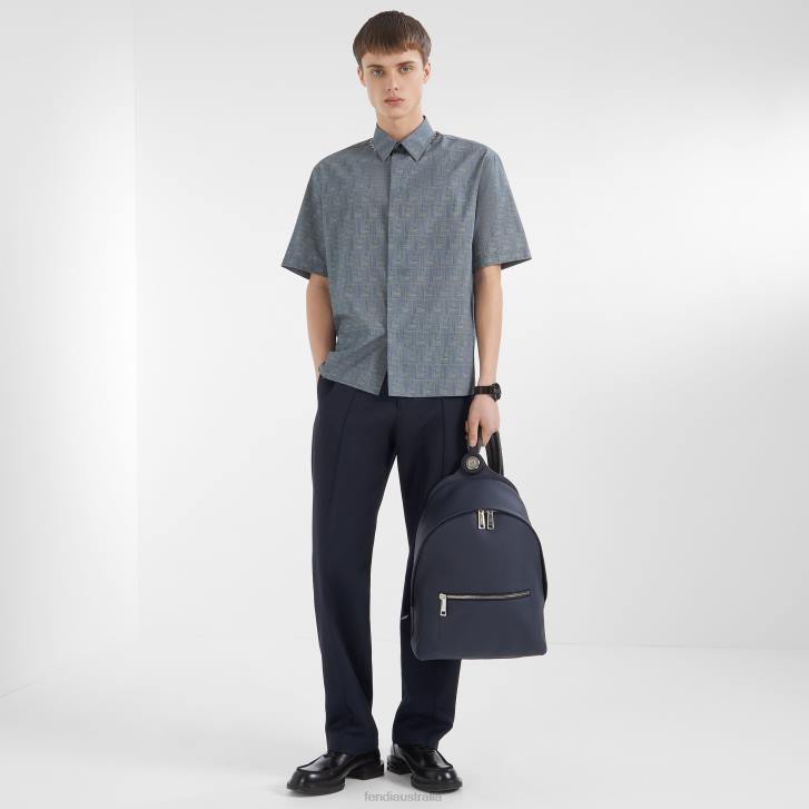 Men Apparel Fendi HP0B1978 Cotton Shirt Blue