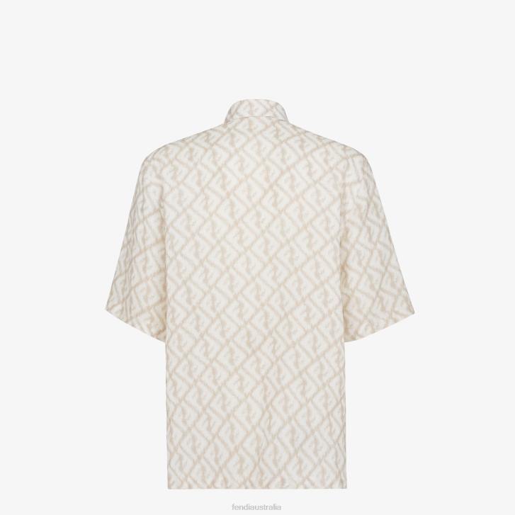 Men Apparel Fendi HP0B2000 Linen Shirt Beige