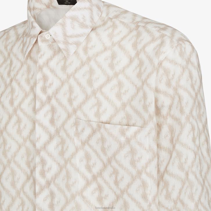 Men Apparel Fendi HP0B2000 Linen Shirt Beige