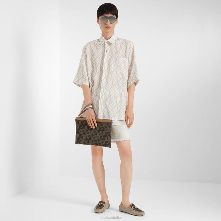 Men Apparel Fendi HP0B2000 Linen Shirt Beige