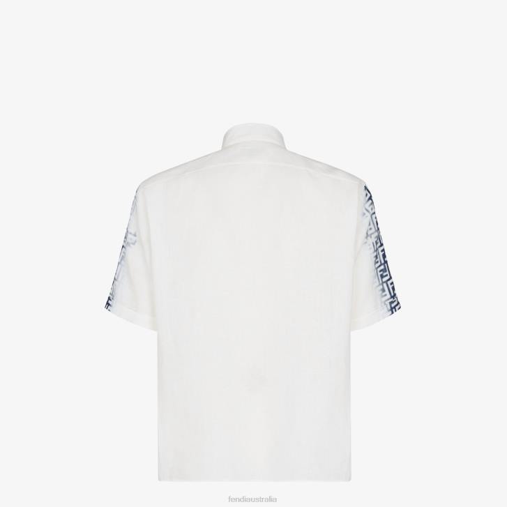 Men Apparel Fendi HP0B2024 Linen Shirt White
