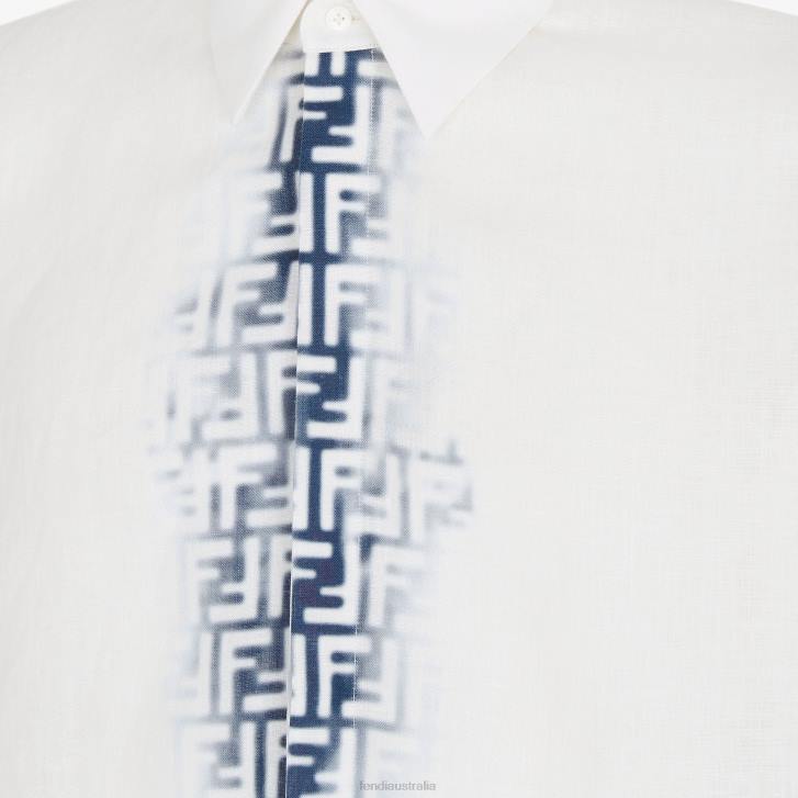 Men Apparel Fendi HP0B2038 Bleached Linen Shirt Blue