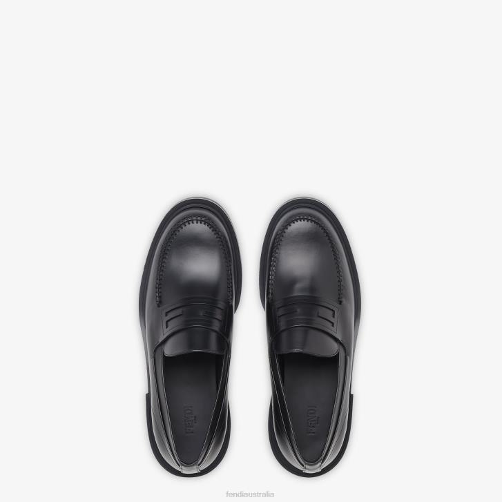 Men Shoes Fendi HP0B2240 Leather Loafers Black