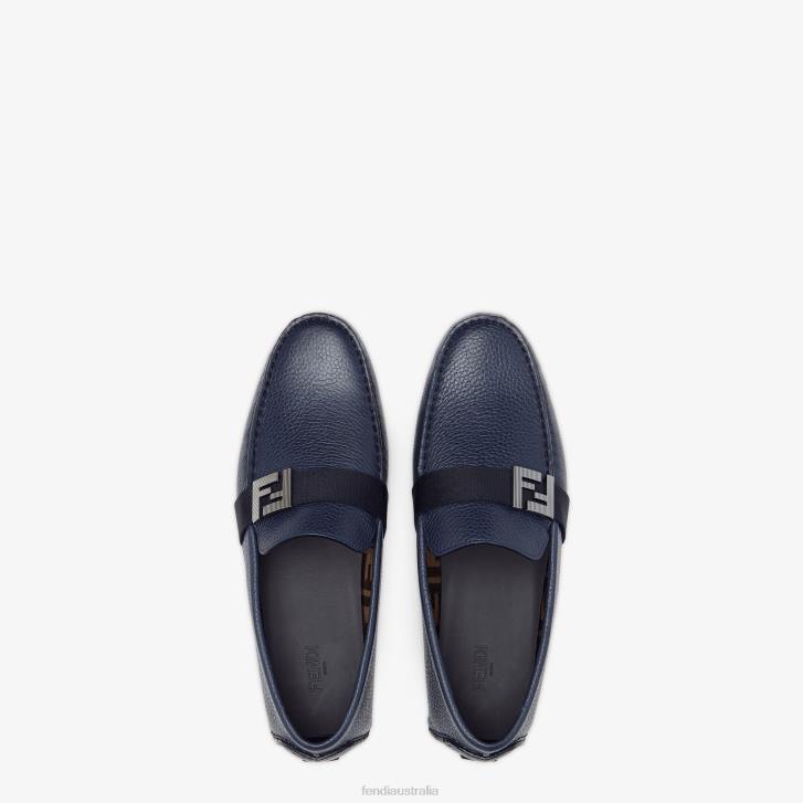Men Shoes Fendi HP0B2248 Leather Loafers Blue