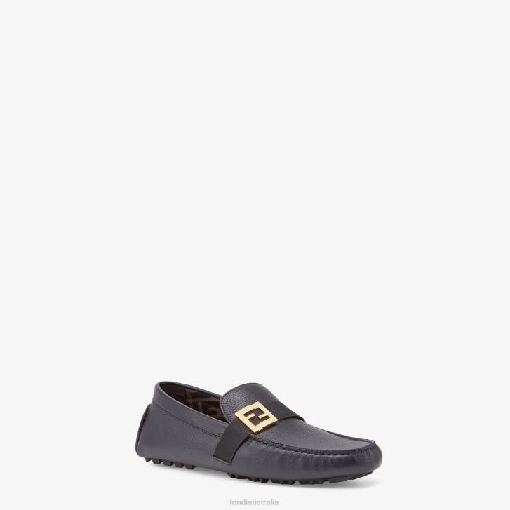 Men Shoes Fendi HP0B2249 Leather Drivers Black