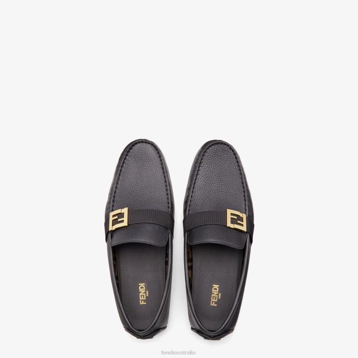 Men Shoes Fendi HP0B2249 Leather Drivers Black