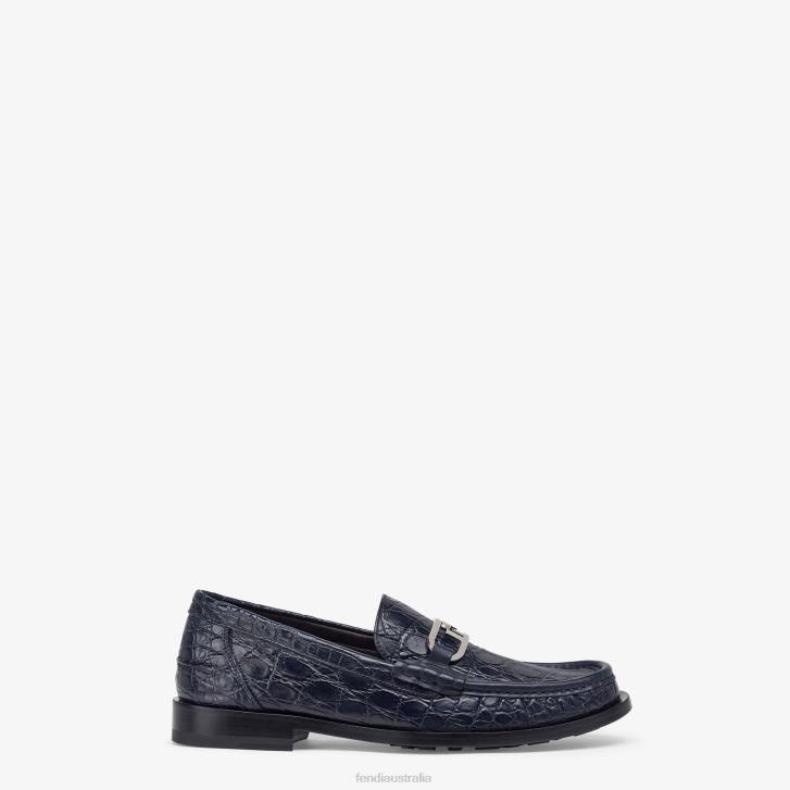 Men Shoes Fendi HP0B2267 Caiman Leather Loafers Blue