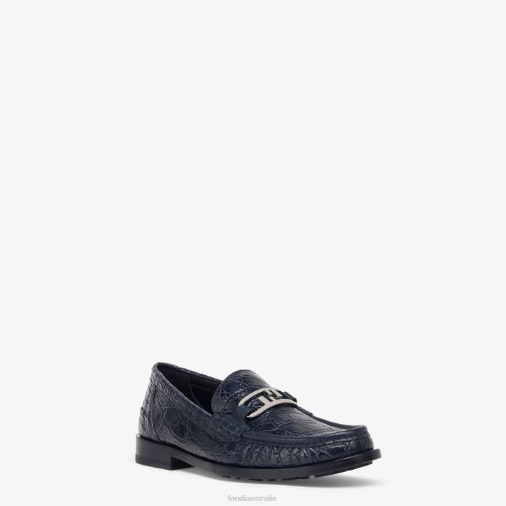Men Shoes Fendi HP0B2267 Caiman Leather Loafers Blue
