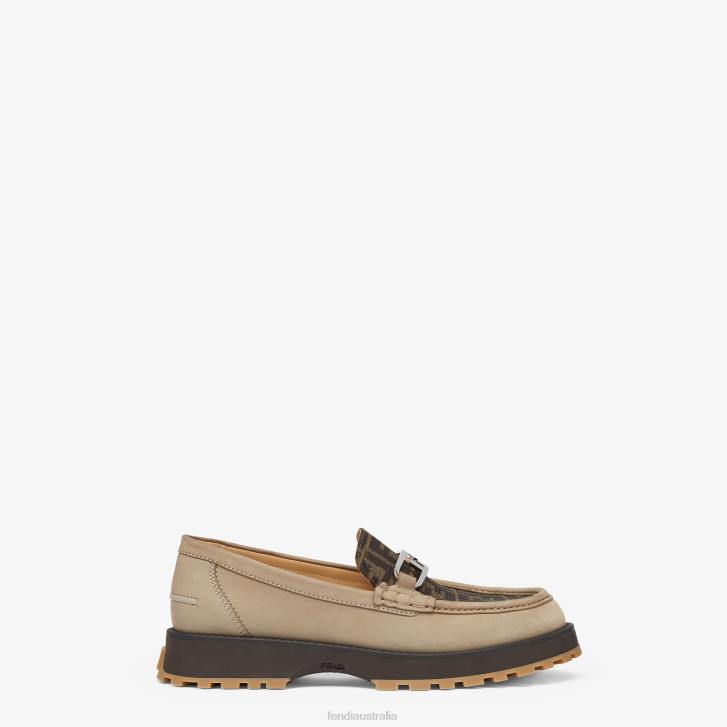 Men Shoes Fendi HP0B2282 Nubuck Leather Loafers Beige