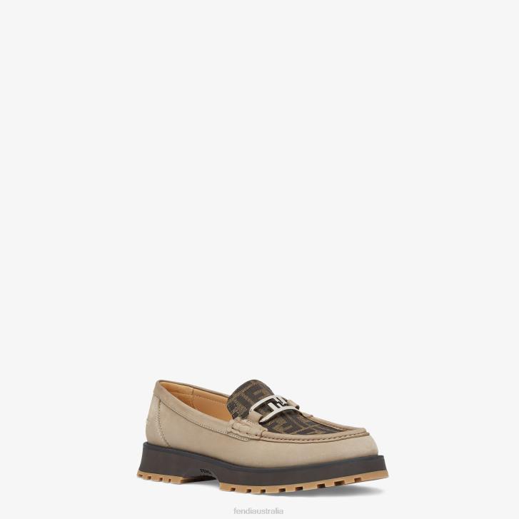 Men Shoes Fendi HP0B2282 Nubuck Leather Loafers Beige