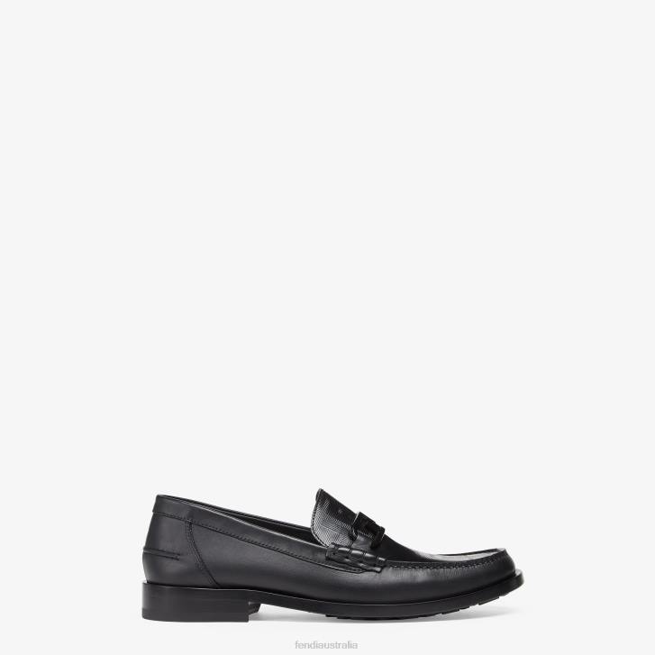 Men Shoes Fendi HP0B2286 Leather Loafers Black