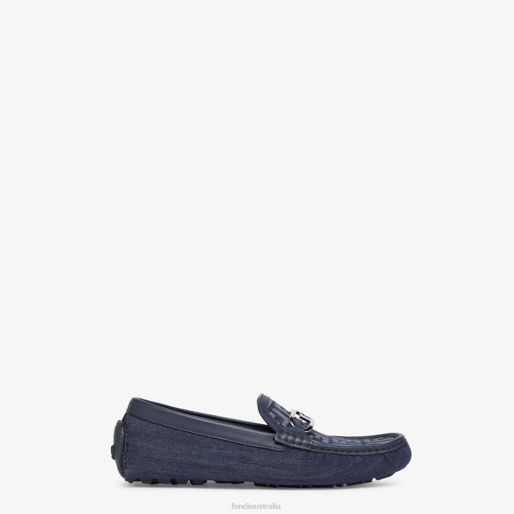 Men Shoes Fendi HP0B2288 Denim Loafers Blue