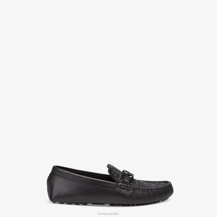 Men Shoes Fendi HP0B2290 Leather Driver Loafers Black