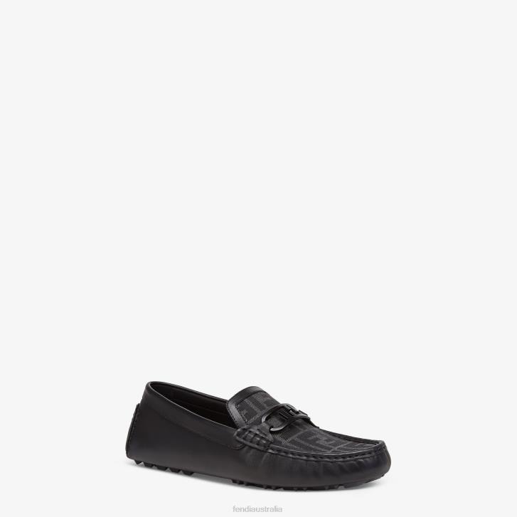 Men Shoes Fendi HP0B2290 Leather Driver Loafers Black