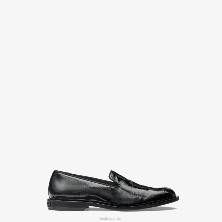 Men Shoes Fendi HP0B2313 Patent Leather Slippers Black